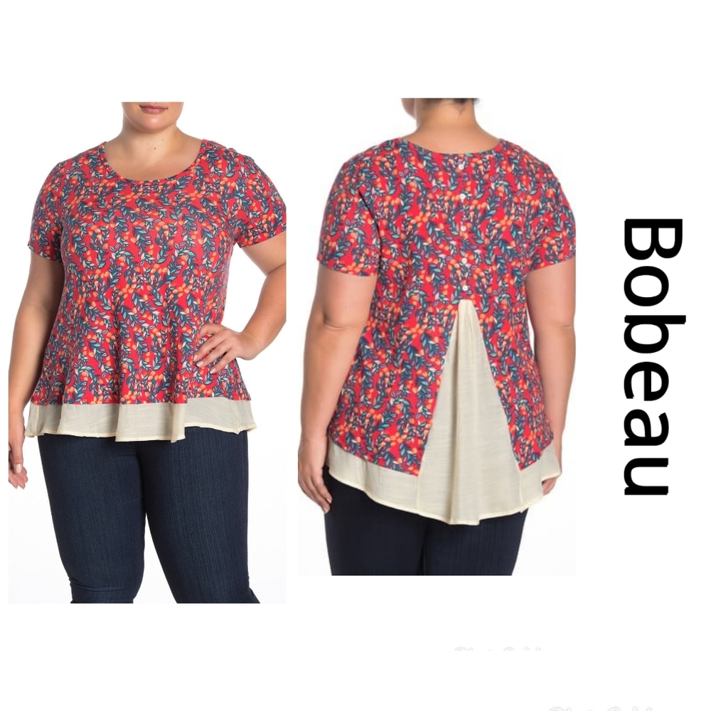 3/$15 BOBEAU back pleated twofer top (1X)